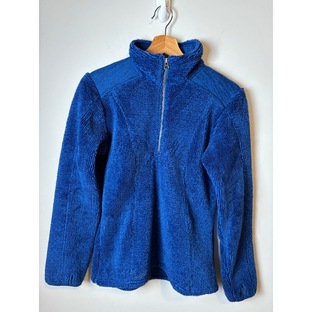 Kuhl Alto 1/4 Zip Fleece Pullover Blue High Pile Fuzzy Sweater Thumbholes Small